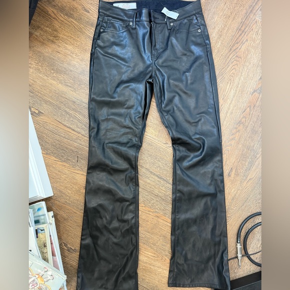 Pristine nwt Black faux Leather Pants size 30/10r - Picture 1 of 4